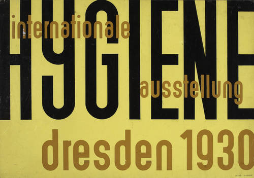 Erich Mrozek (German, 1910-1993). Design for a poster for Internationale Hygiene Austellung (International Hygiene Exhibition), Dresden, 1930. Gouache on paper. 16 1/2 x 23 3/8 in. (41.9 x 59.4 cm).